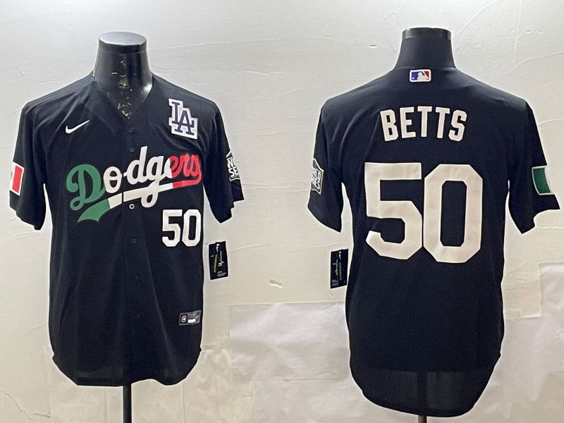 Men Los Angeles Dodgers #50 Betts Black Game 2025 Nike MLB Jersey style 2264